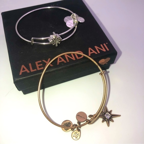 X2 Alex & Ani Bracelets Bronze & Silver Tone Adjustable / 2.1” Diameter - Picture 1 of 7